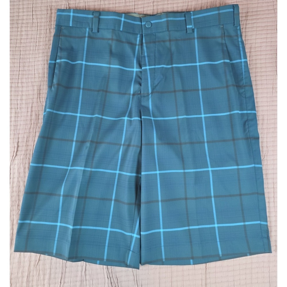 Nike Golf Tour Performance Dri-FIT Plaid Shorts Mens‎ 34 Teal Blue 509182-373